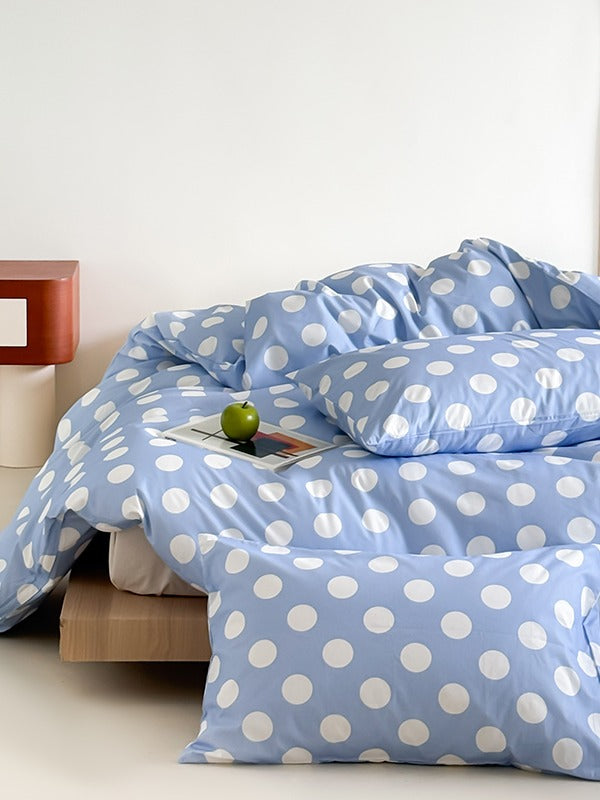 Marlow Sky Blue Polka Dot Cotton Duvet Cover original reference image 2
