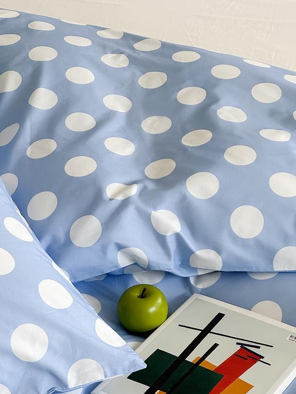 Marlow Sky Blue Polka Dot Cotton Duvet Cover original reference image 3