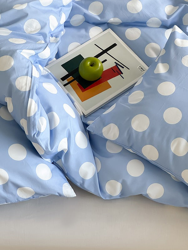 Marlow Sky Blue Polka Dot Cotton Duvet Cover original reference image 5