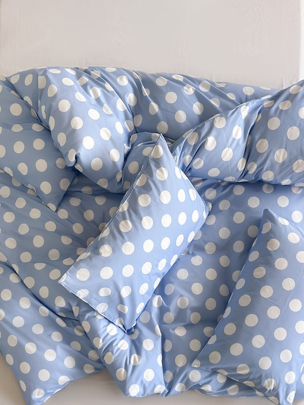 Marlow Sky Blue Polka Dot Cotton Duvet Cover original reference image 6