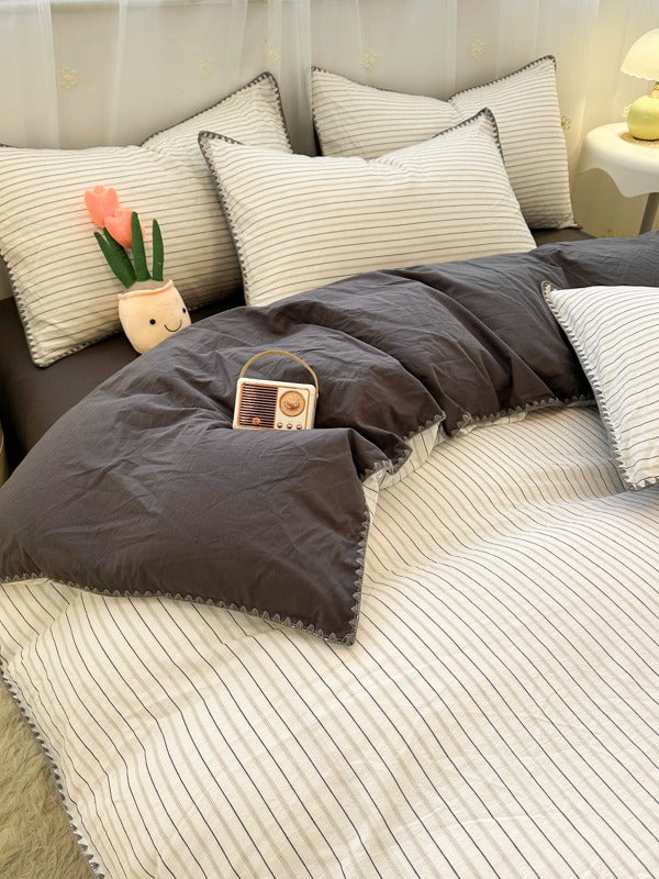 Meridian Stitch Washed Cotton Duvet Cover original reference image 4