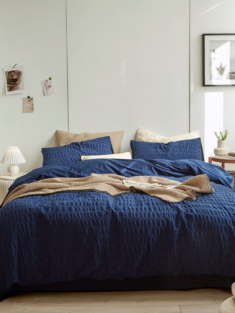 Midnight Tide Cotton Seersucker Duvet Cover original reference image 1