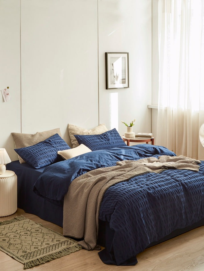 Midnight Tide Cotton Seersucker Duvet Cover original reference image 2