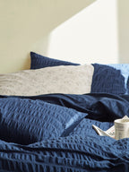 Midnight Tide Cotton Seersucker Duvet Cover original reference image 4