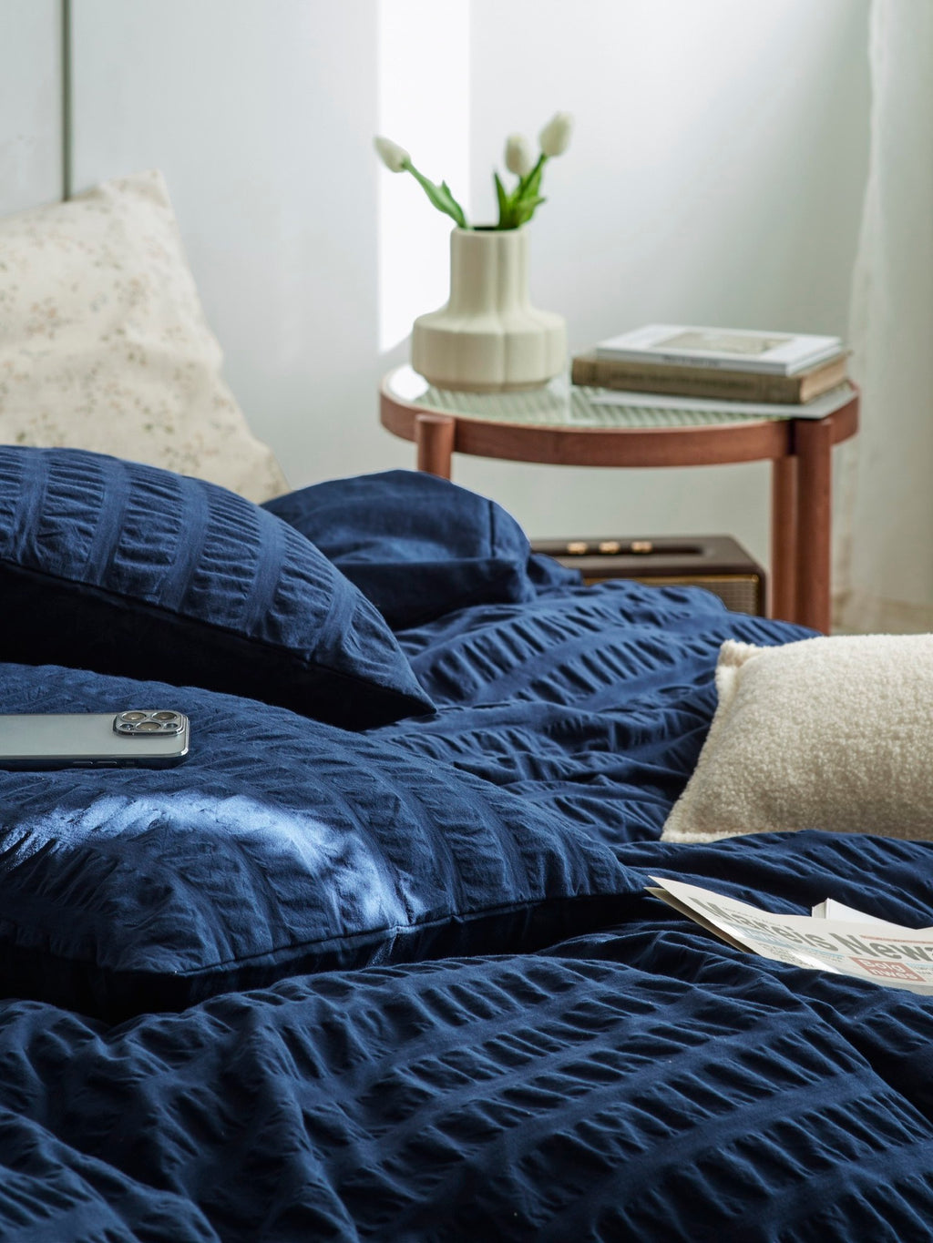 Midnight Tide Cotton Seersucker Duvet Cover original reference image 6