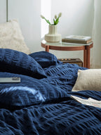 Midnight Tide Cotton Seersucker Duvet Cover original reference image 6