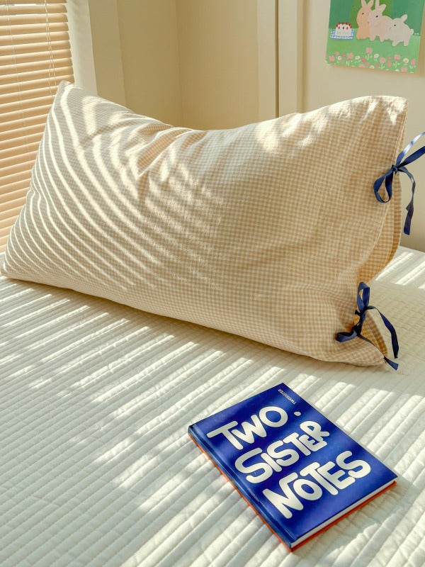 Mira Bow Gingham Washed Cotton Pillowcase original reference image 3