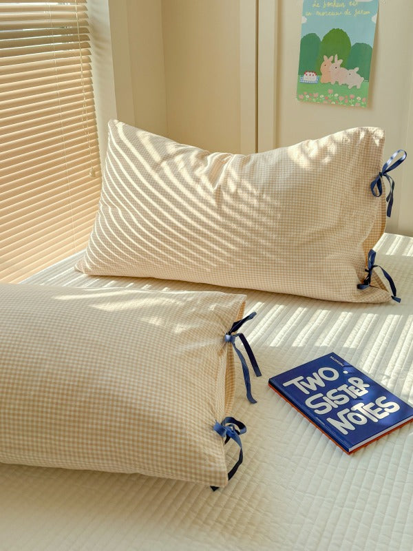 Mira Bow Gingham Washed Cotton Pillowcase original reference image 9