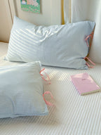 Mira Bow Gingham Washed Cotton Pillowcase original reference image 11