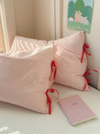 Mira Bow Gingham Washed Cotton Pillowcase original reference image 12