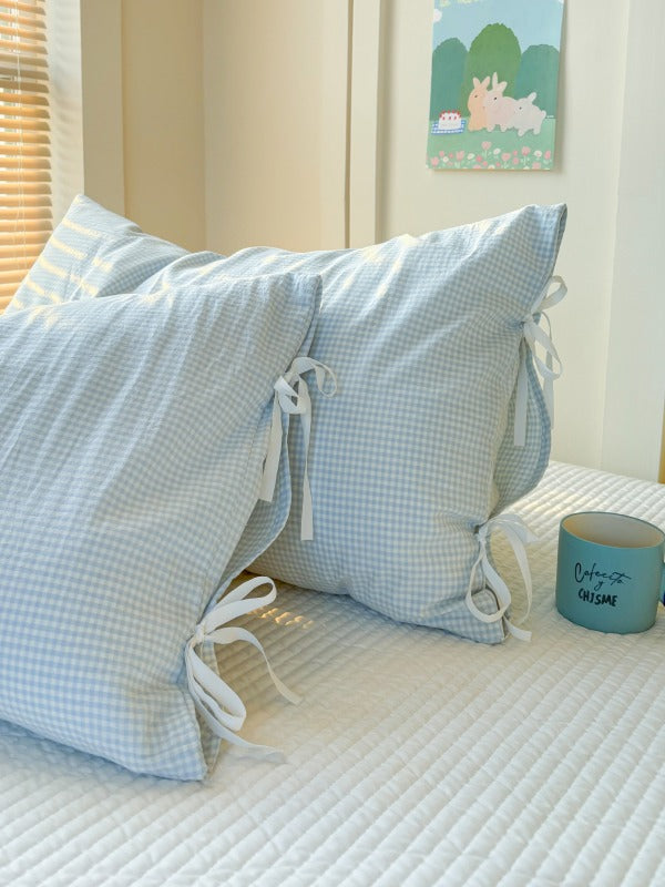 Mira Bow Gingham Washed Cotton Pillowcase original reference image 13