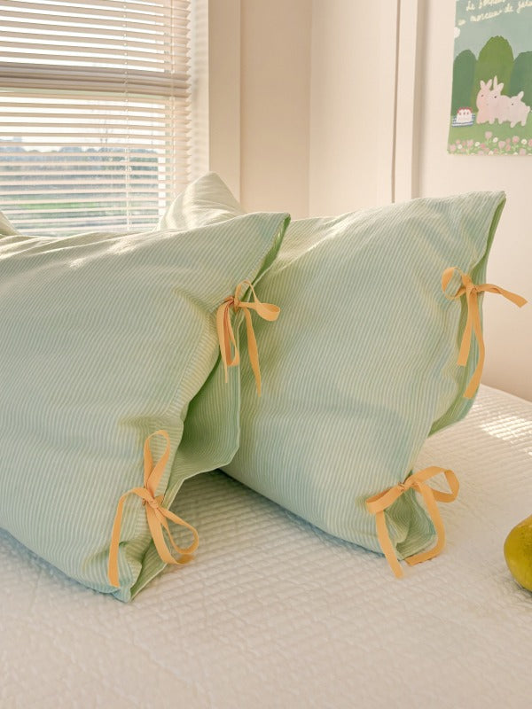 Mira Bow Gingham Washed Cotton Pillowcase original reference image 14