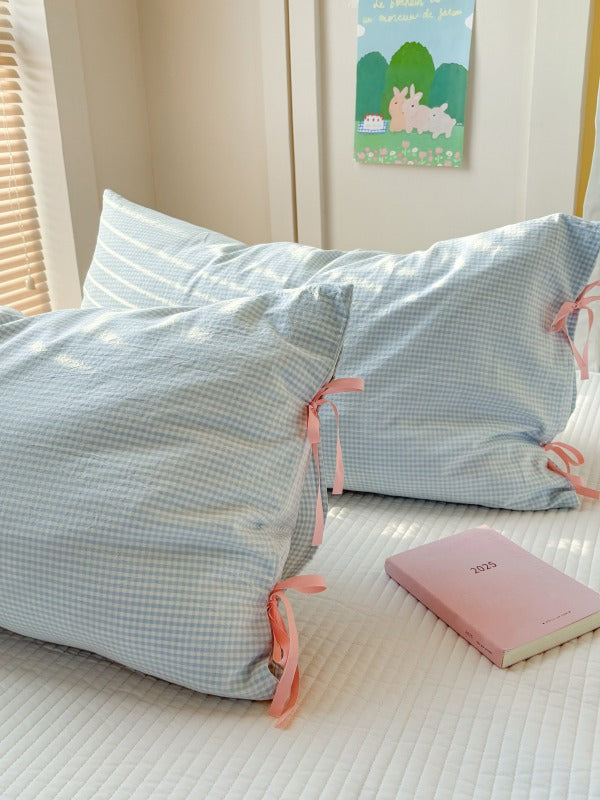 Mira Bow Gingham Washed Cotton Pillowcase original reference image 17