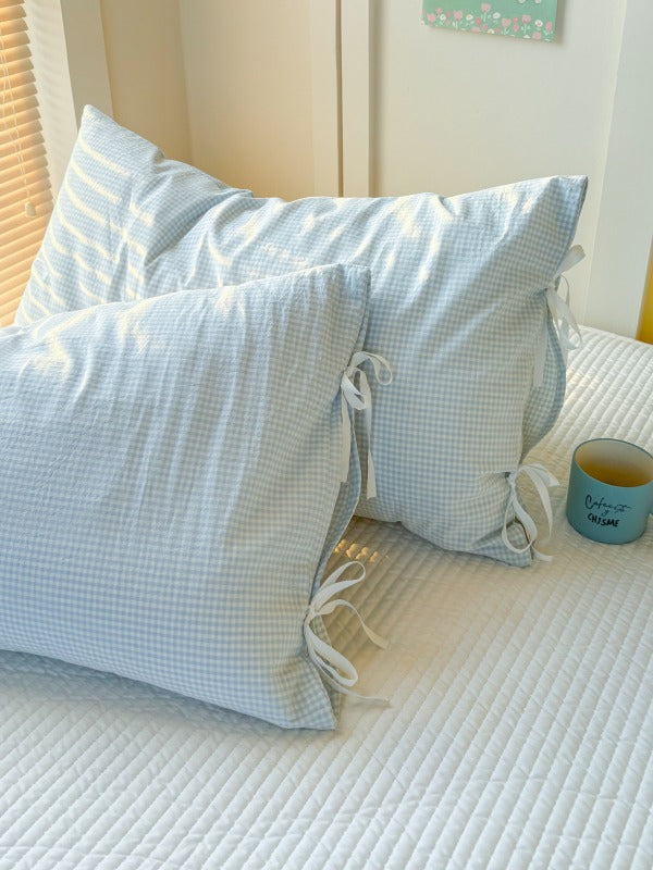 Mira Bow Gingham Washed Cotton Pillowcase original reference image 19