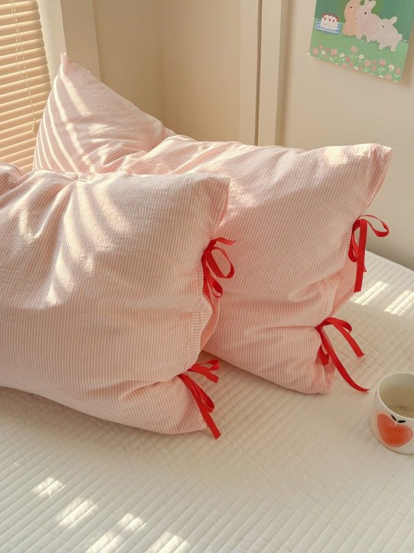 Mira Bow Gingham Washed Cotton Pillowcase original reference image 24