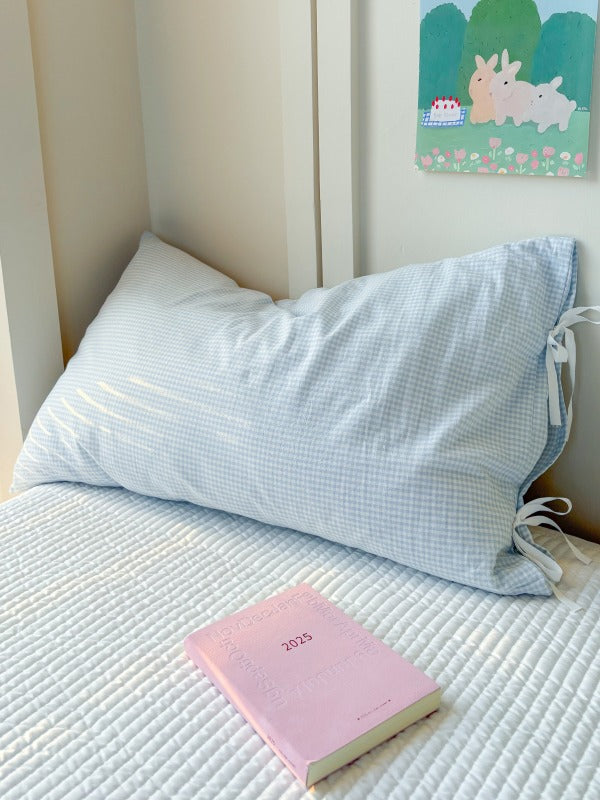 Mira Bow Gingham Washed Cotton Pillowcase original reference image 25