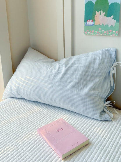 Mira Bow Gingham Washed Cotton Pillowcase original reference image 25