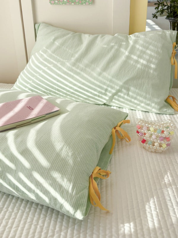 Mira Bow Gingham Washed Cotton Pillowcase original reference image 26