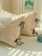 Mira Bow Gingham Washed Cotton Pillowcase original reference image 27