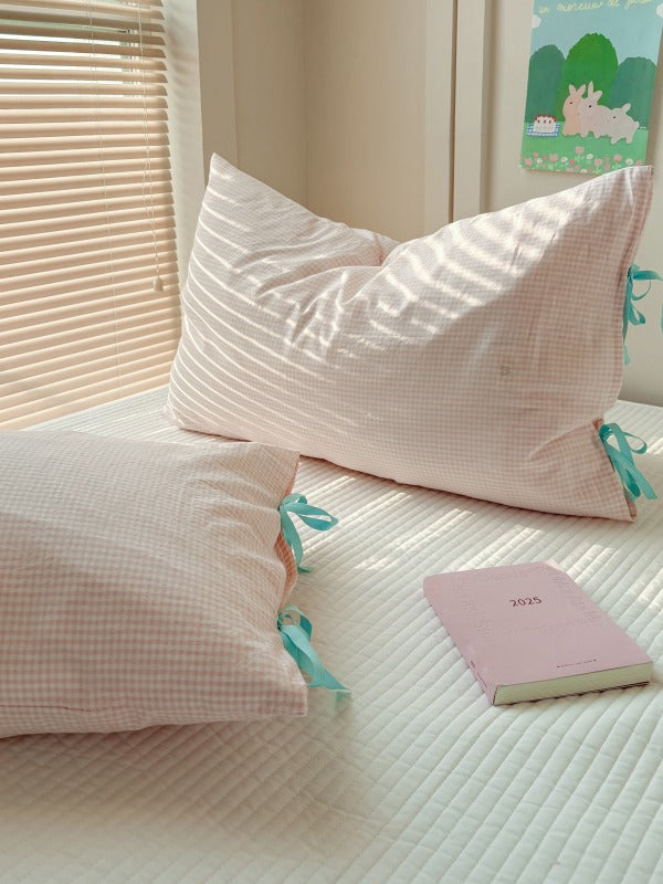 Mira Bow Gingham Washed Cotton Pillowcase original reference image 28