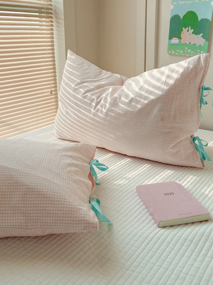Mira Bow Gingham Washed Cotton Pillowcase original reference image 28