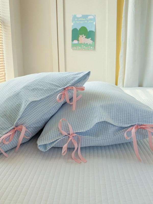 Mira Bow Gingham Washed Cotton Pillowcase original reference image 29