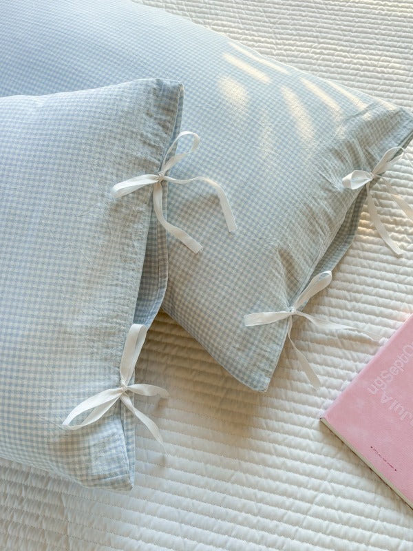 Mira Bow Gingham Washed Cotton Pillowcase original reference image 31