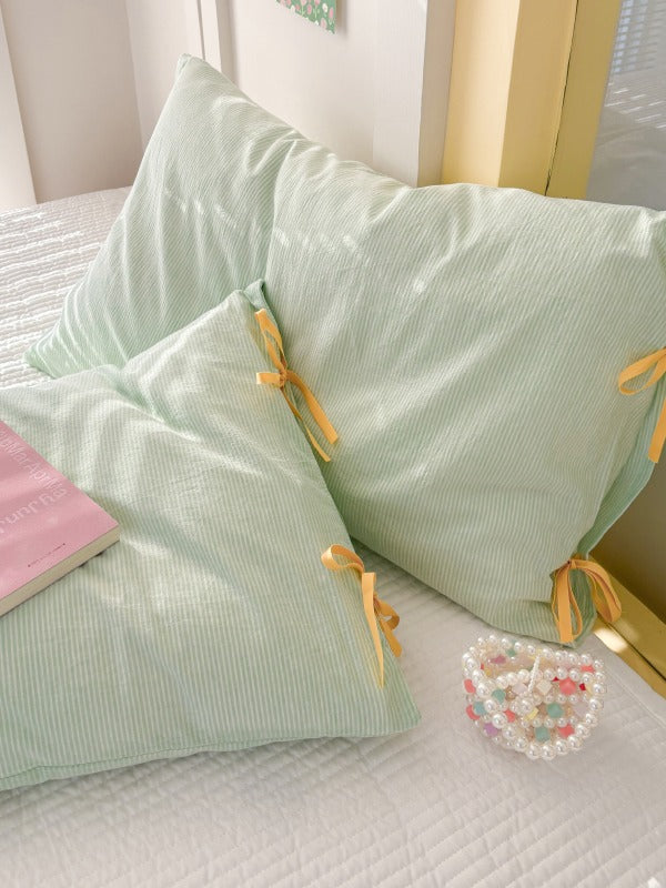 Mira Bow Gingham Washed Cotton Pillowcase original reference image 32