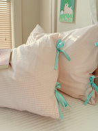 Mira Bow Gingham Washed Cotton Pillowcase original reference image 34