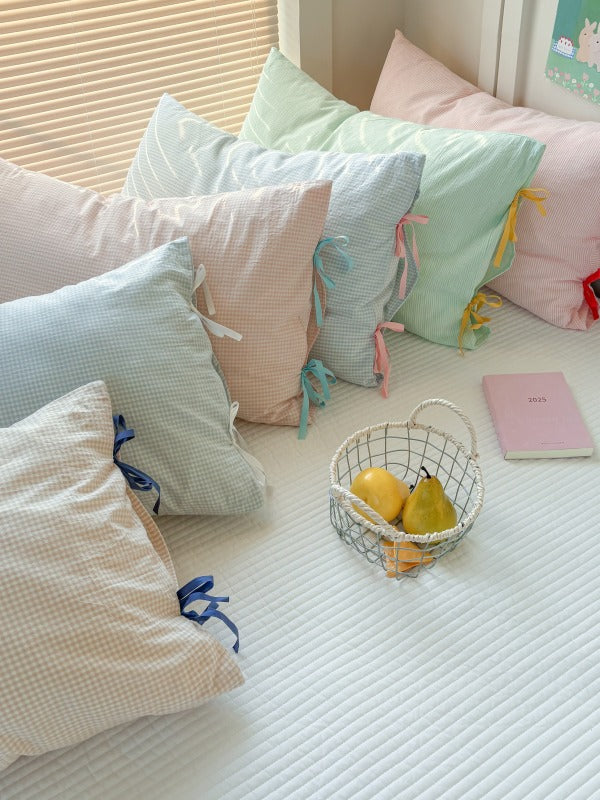 Mira Bow Gingham Washed Cotton Pillowcase original reference image 39