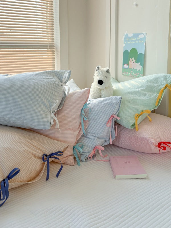 Mira Bow Gingham Washed Cotton Pillowcase original reference image 40