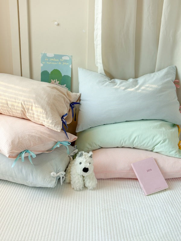 Mira Bow Gingham Washed Cotton Pillowcase original reference image 42