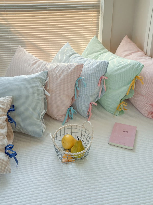 Mira Bow Gingham Washed Cotton Pillowcase original reference image 44
