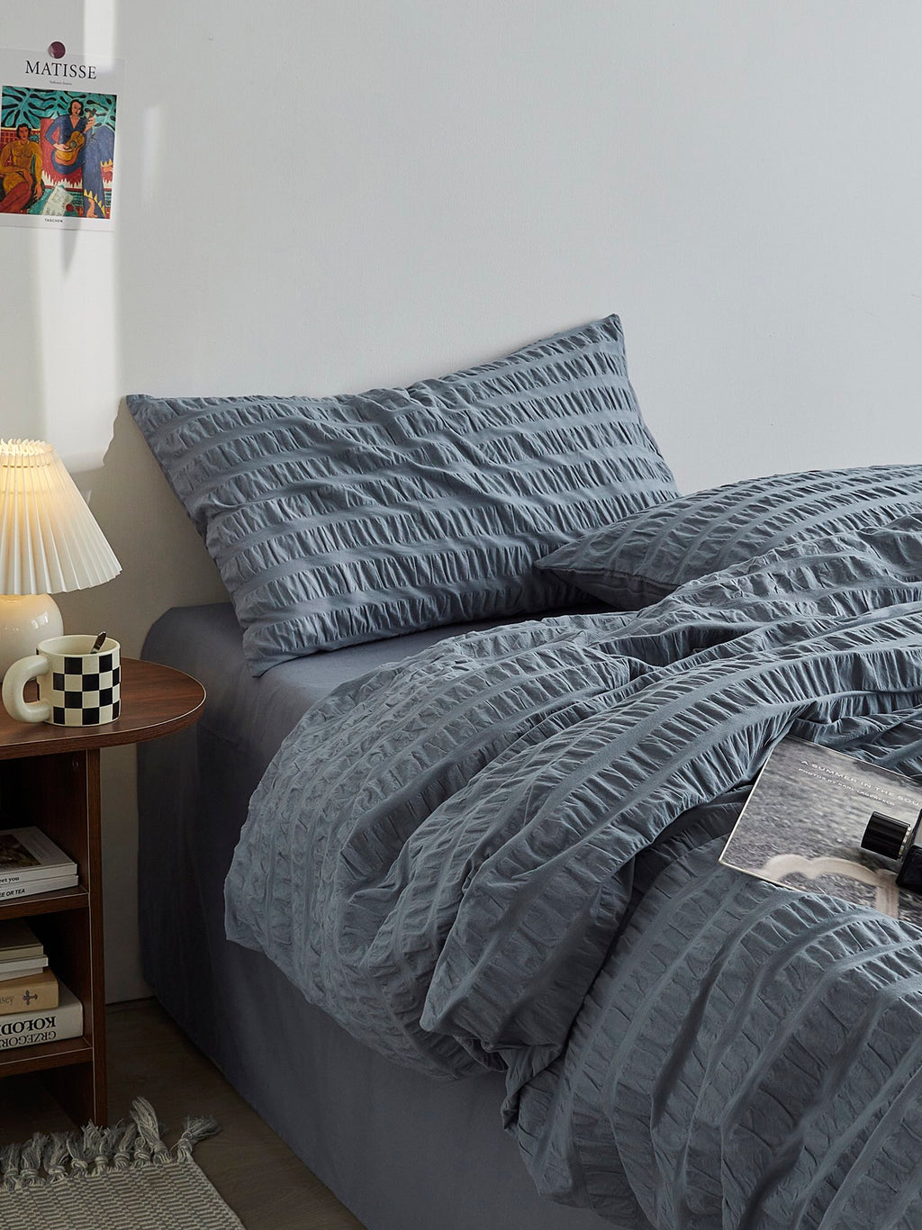 Mist Blue Cotton Seersucker Duvet Cover original reference image 2