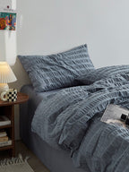 Mist Blue Cotton Seersucker Duvet Cover original reference image 2