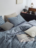 Mist Blue Cotton Seersucker Duvet Cover original reference image 3