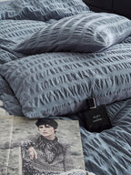Mist Blue Cotton Seersucker Duvet Cover original reference image 4