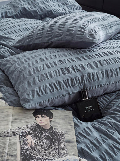 Mist Blue Cotton Seersucker Duvet Cover original reference image 4