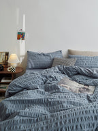 Mist Blue Cotton Seersucker Duvet Cover original reference image 8