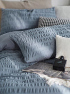 Mist Blue Cotton Seersucker Duvet Cover original reference image 9