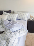 Mist Harbor Stripe Washed Cotton Duvet Cover original reference image 2