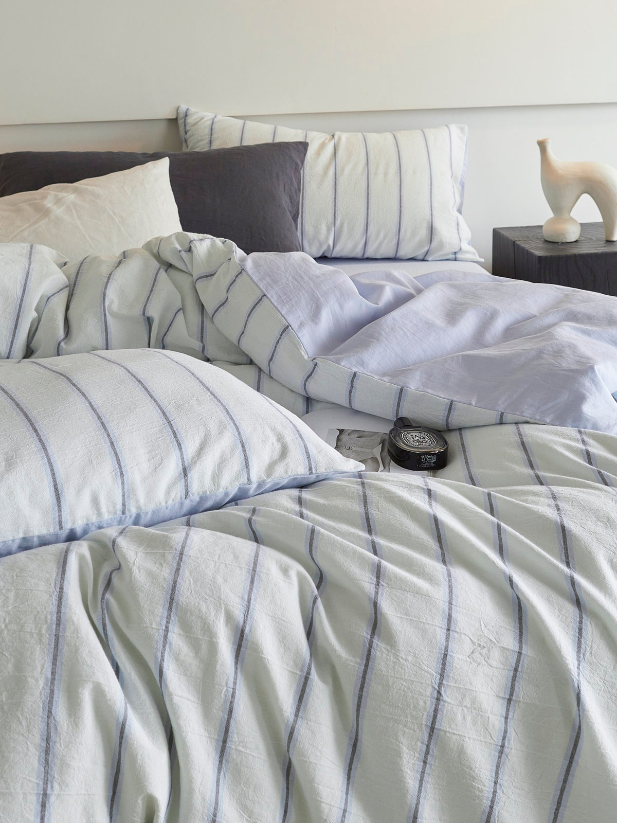 Mist Harbor Stripe Washed Cotton Duvet Cover original reference image 3