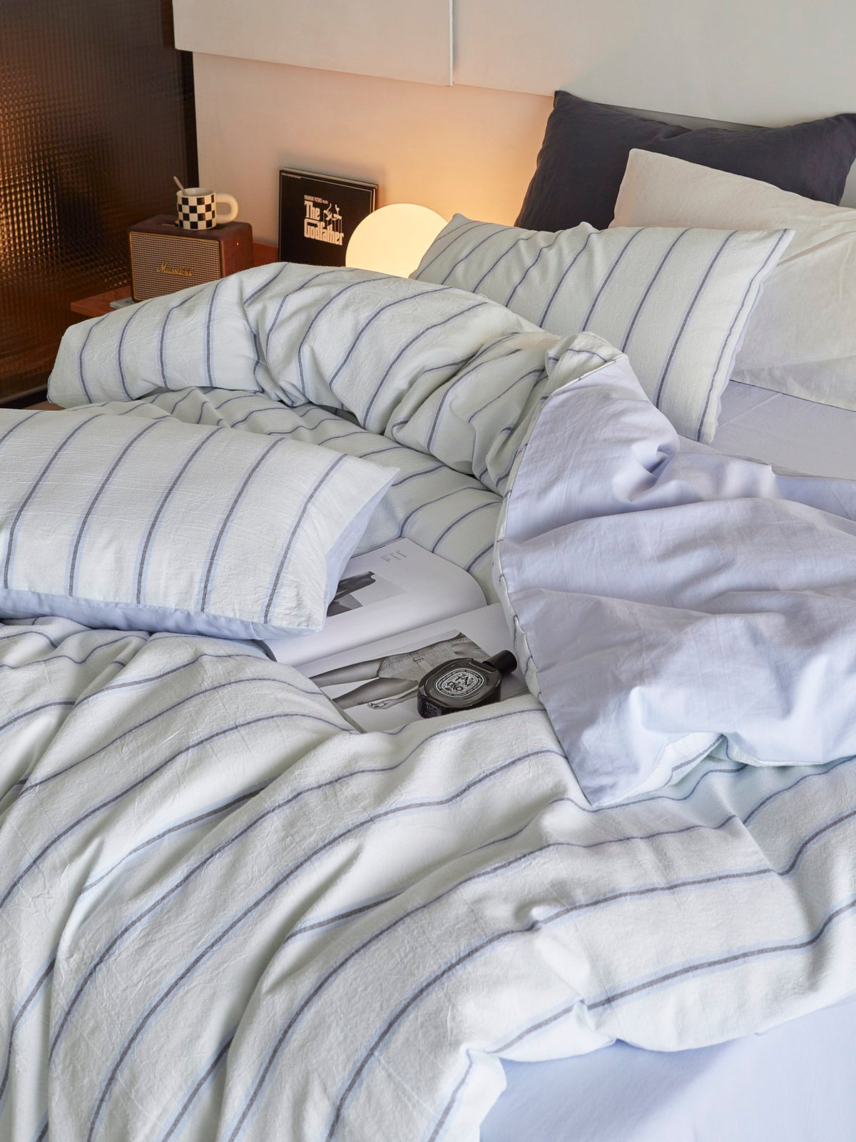 Mist Harbor Stripe Washed Cotton Duvet Cover original reference image 4