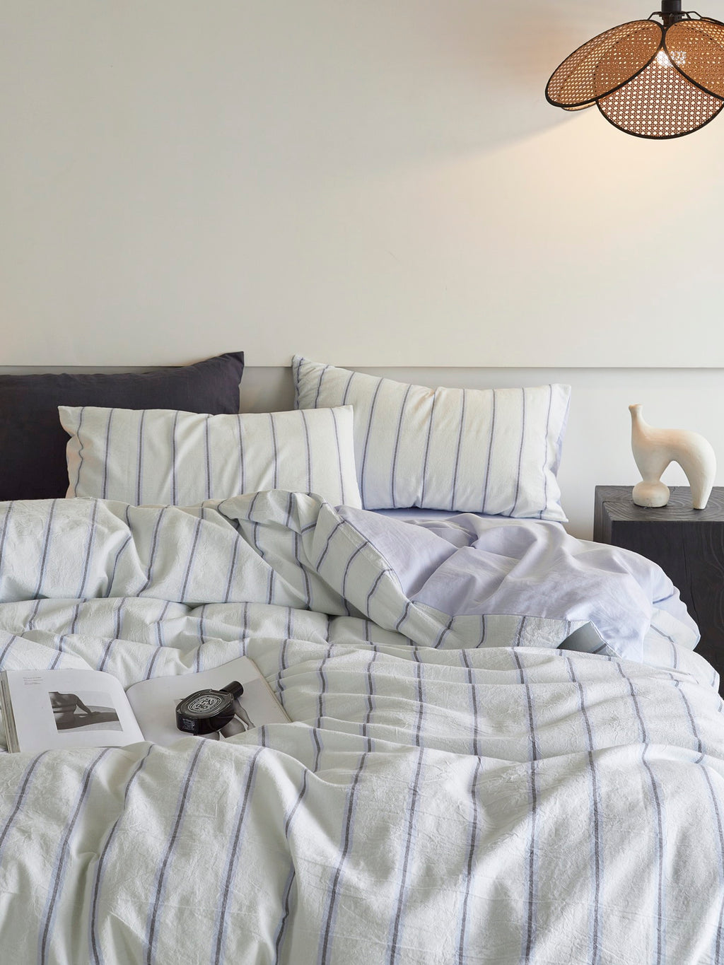 Mist Harbor Stripe Washed Cotton Duvet Cover original reference image 6