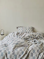 Mist Loft Check Cotton Jacquard Duvet Cover original reference image 3