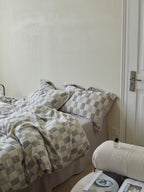Mist Loft Check Cotton Jacquard Duvet Cover original reference image 5