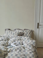 Mist Loft Check Cotton Jacquard Duvet Cover original reference image 6