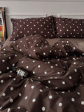 Mocha Dot Printed Cotton Sateen Duvet Cover original reference image 1