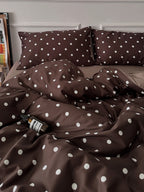 Mocha Dot Printed Cotton Sateen Duvet Cover original reference image 1