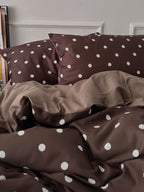 Mocha Dot Printed Cotton Sateen Duvet Cover original reference image 2
